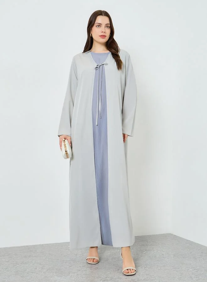 Women Grey Front Tie Detail Kimonos